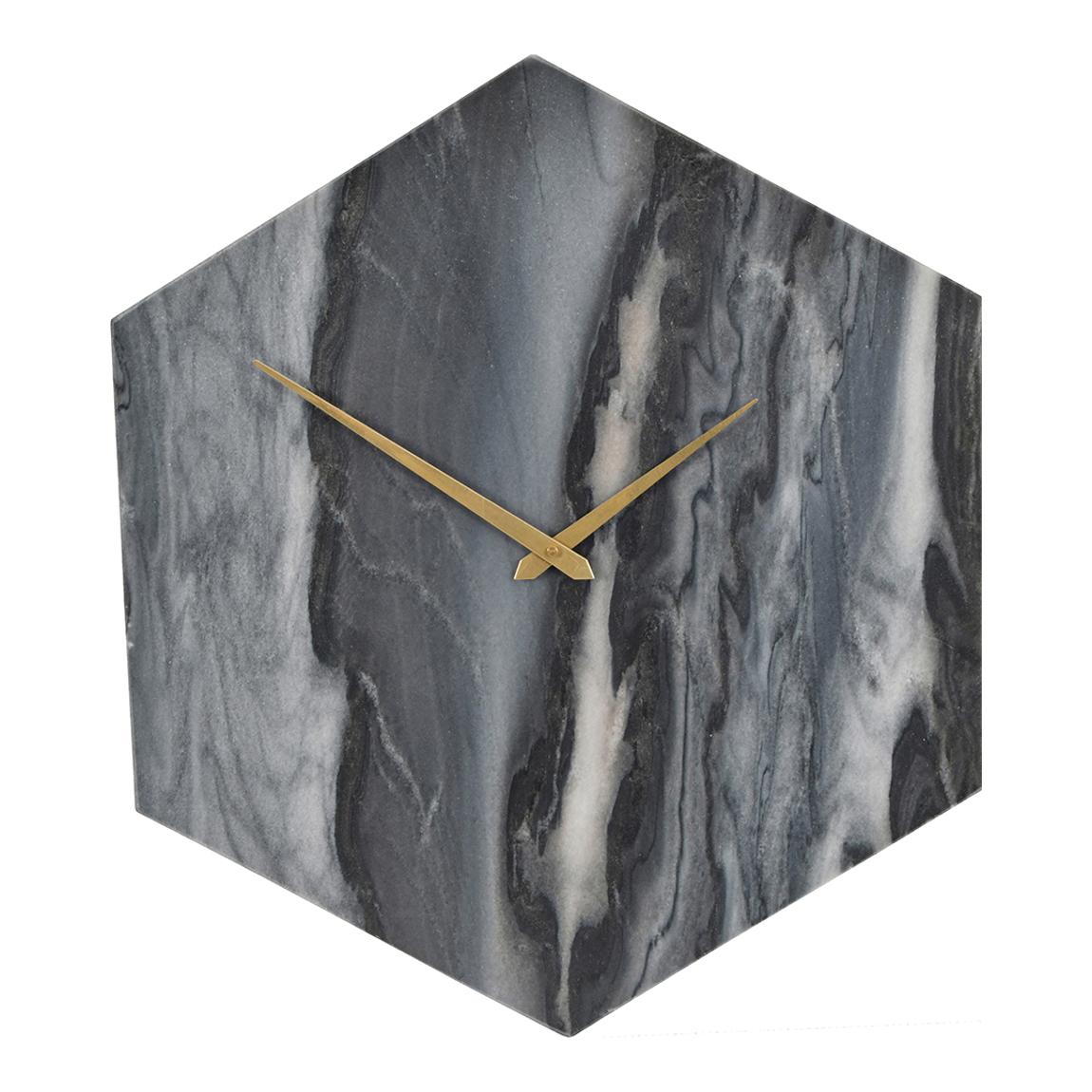 Hexagonal Natural Grey Marble Wall Clock main product photo