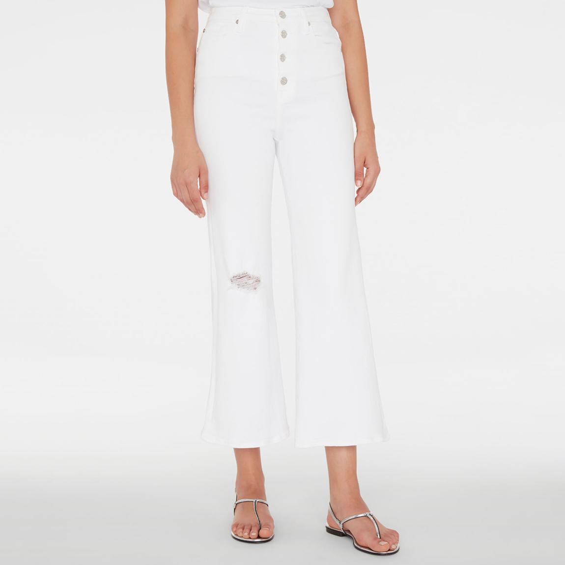 White High Rise Distressed Stretch Jeans main product photo