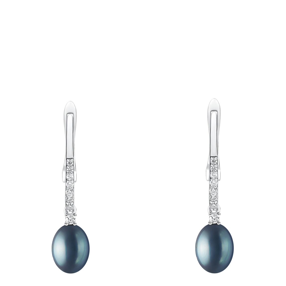 Black Pearl Cubic Zirconia Earrings 7.5-8mm main product photo