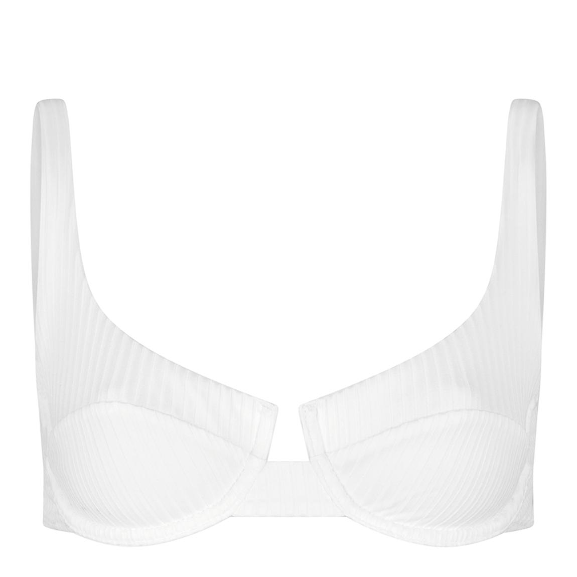 White Ribbed Montreal Bikini Top main product photo