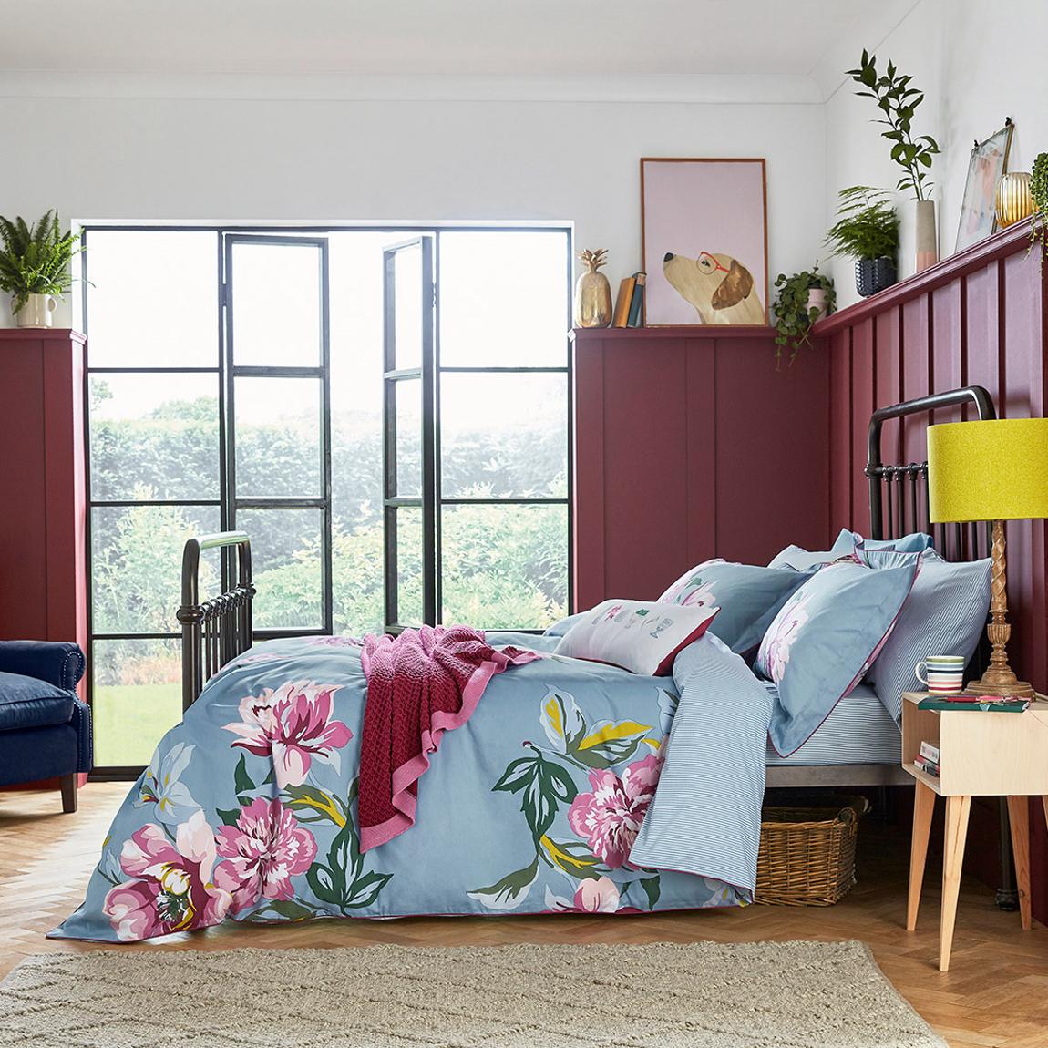 Melrose Floral Super King Duvet Cover Set, Blue main product photo
