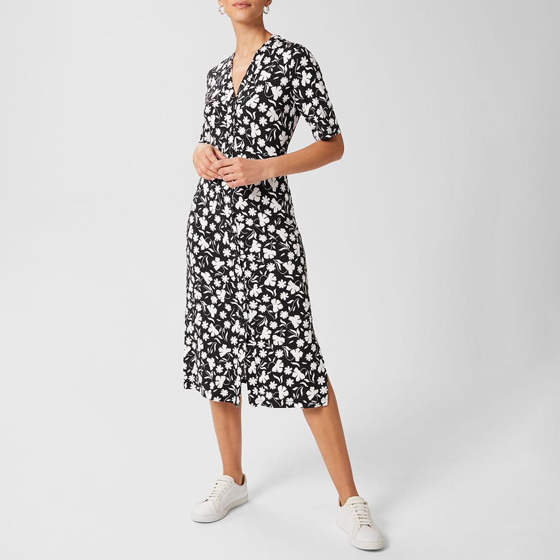 Black Aliza Printed V-Neck Dress main product photo