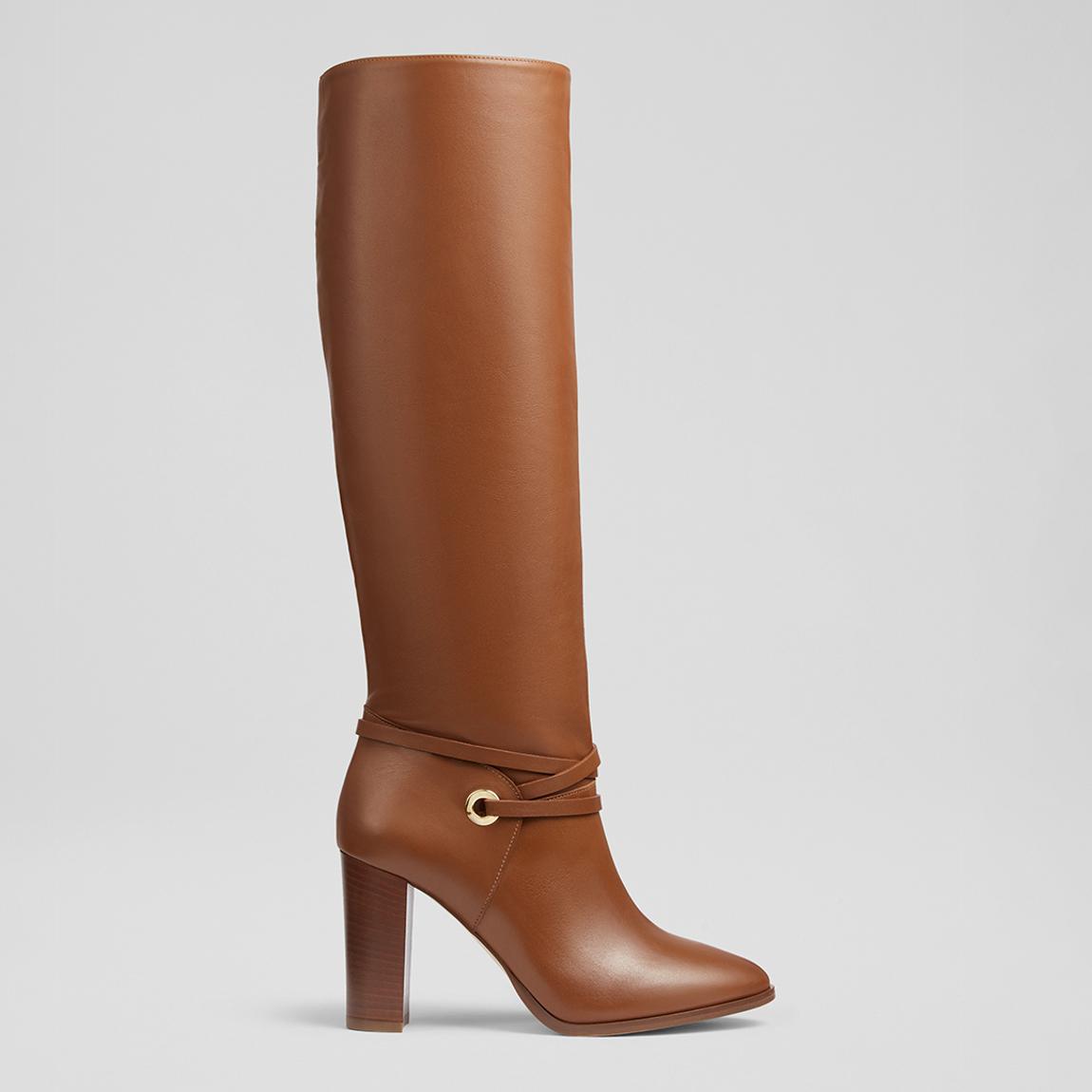 Tan Shelby Heeled Knee High Boots main product photo
