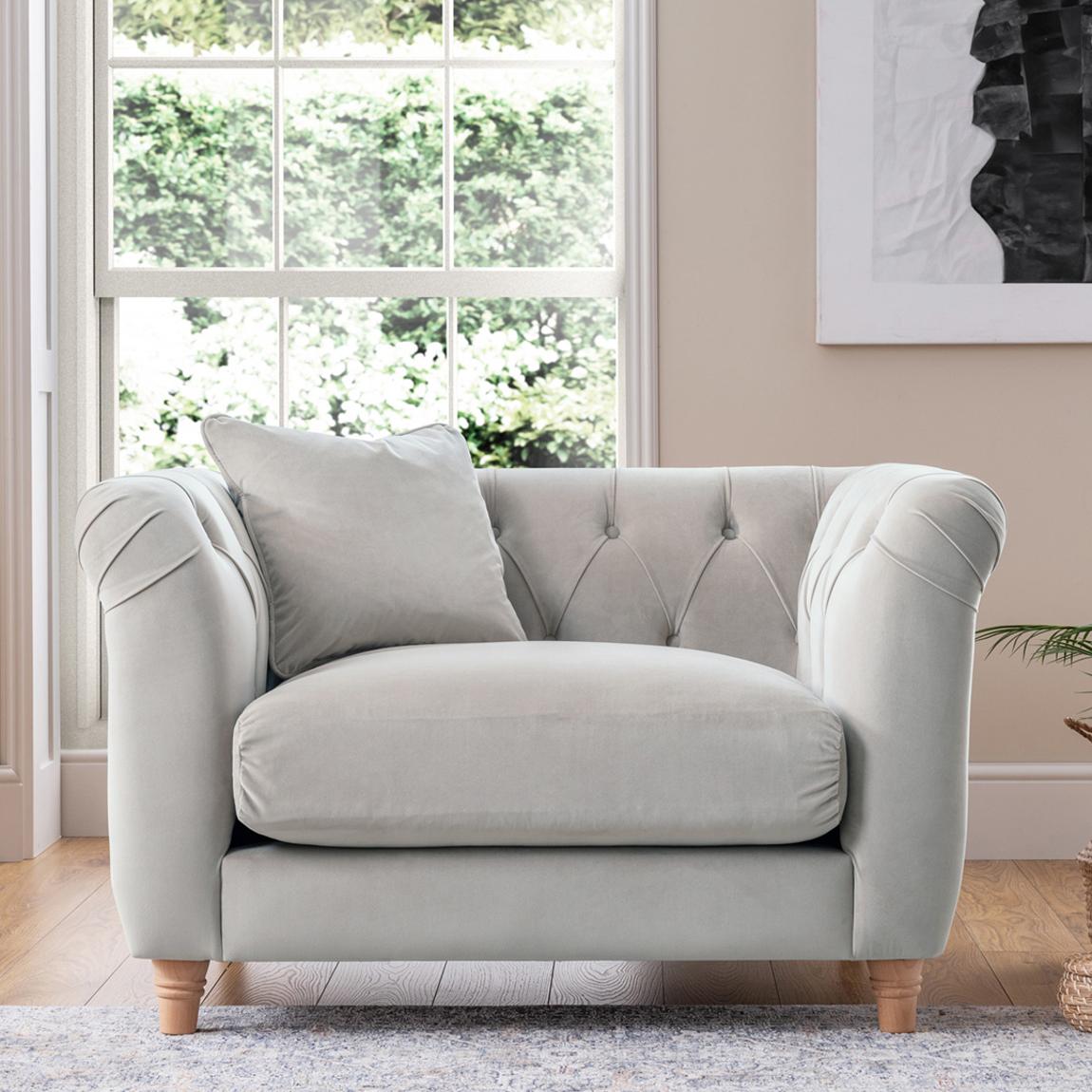The Soho Arm Chair, Velvet Chalk main product photo