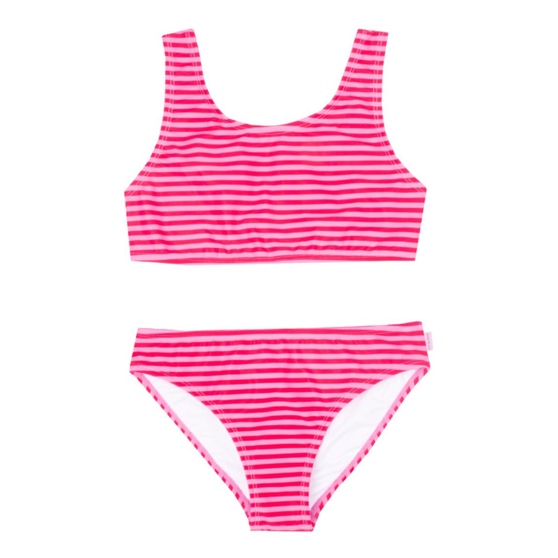 Pink Strip Teen Scoop Bikini Set main product photo