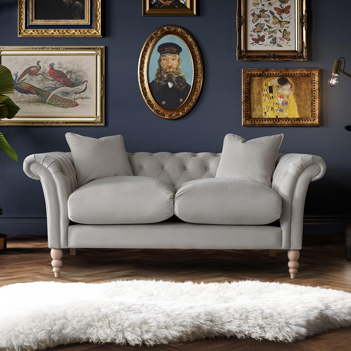 The Mayfair Medium Sofa, Velvet Chalk main product photo