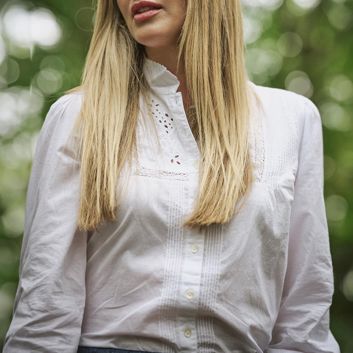 White Mila Lace Insert Shirt main product photo