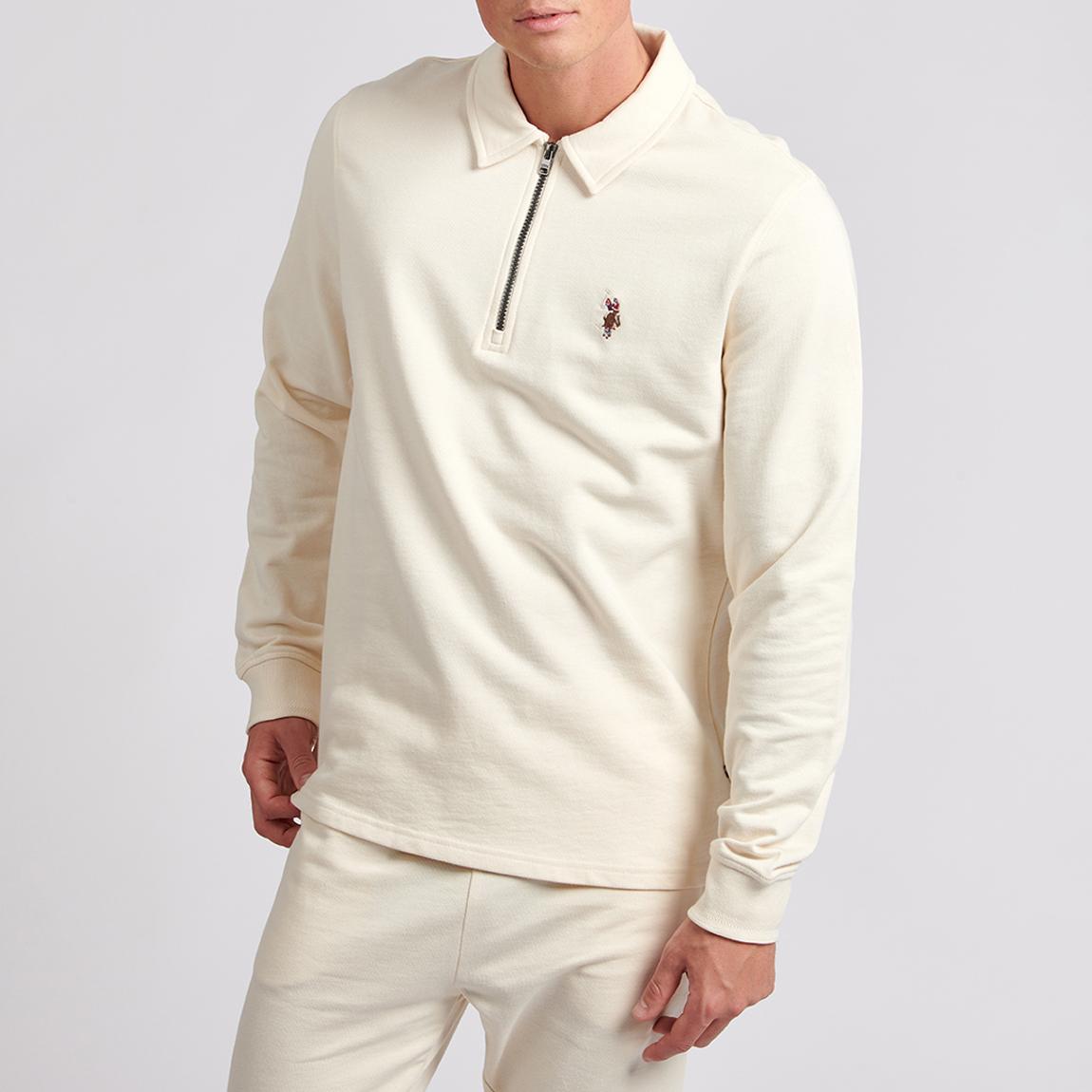 Cream Half Zip Cotton Jumper main product photo