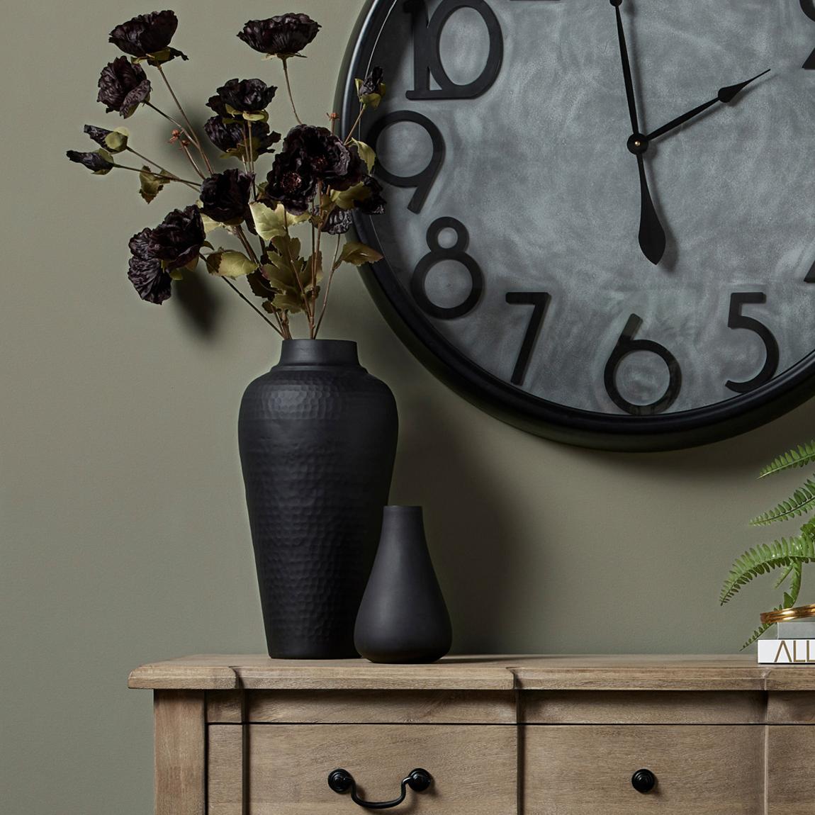 Matt Black Hammered Vase With Lid main product photo