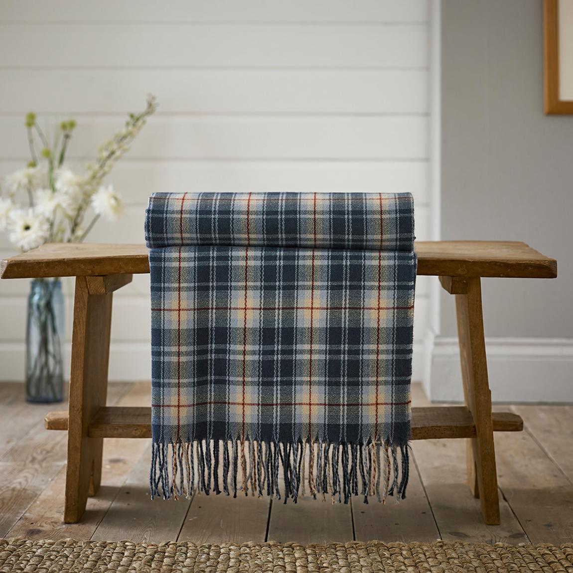 Leamington Yarn Dyed Woven Throw, Blue/Red main product photo