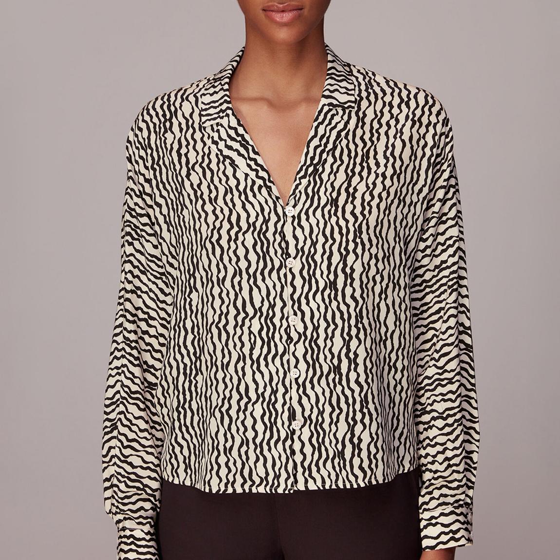 Beige Wiggle Print Silk Shirt main product photo