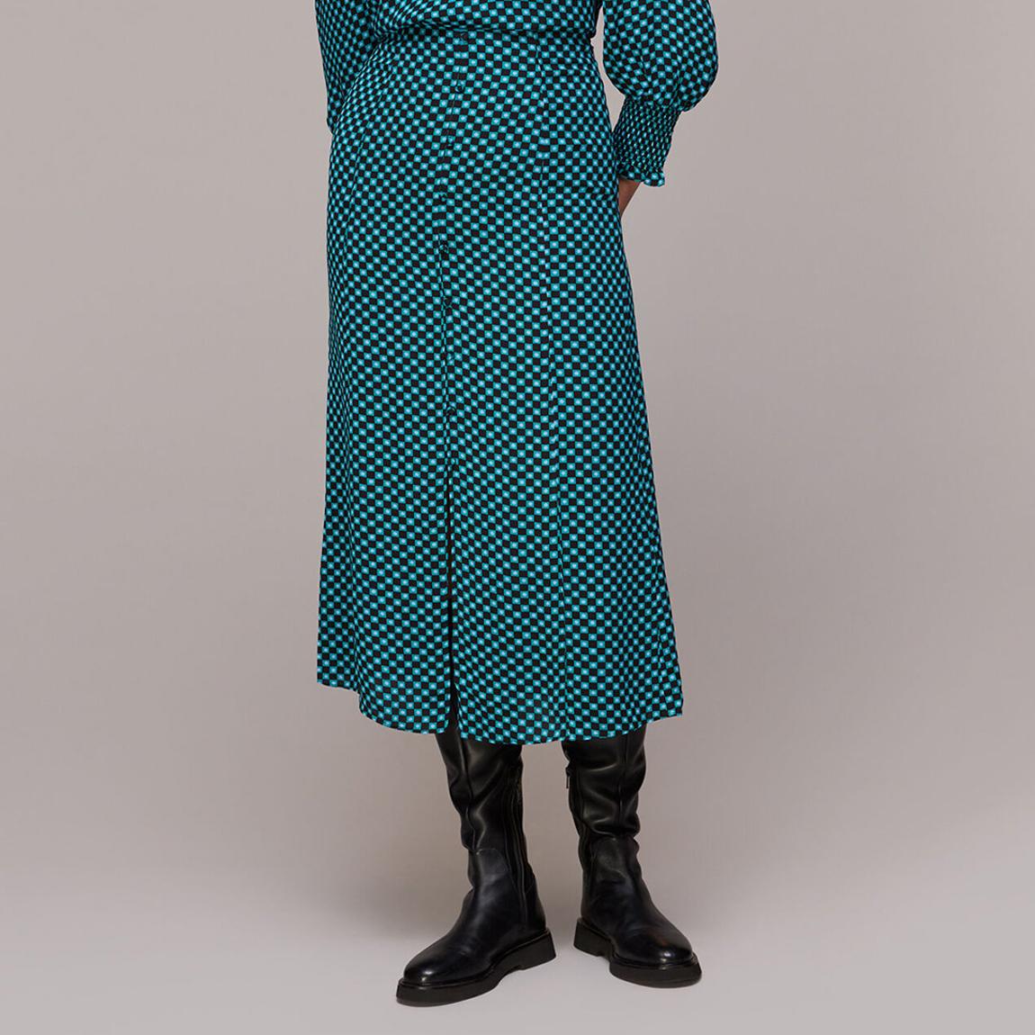 Blue Star Check Button Front Skirt main product photo