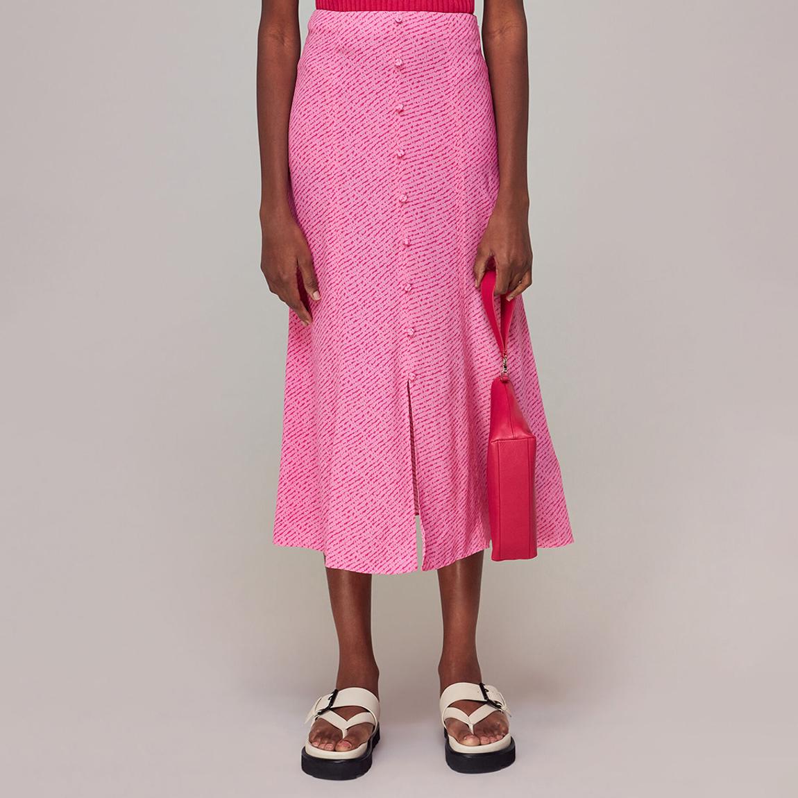 Pink Diagonal Fleck Button Skirt main product photo