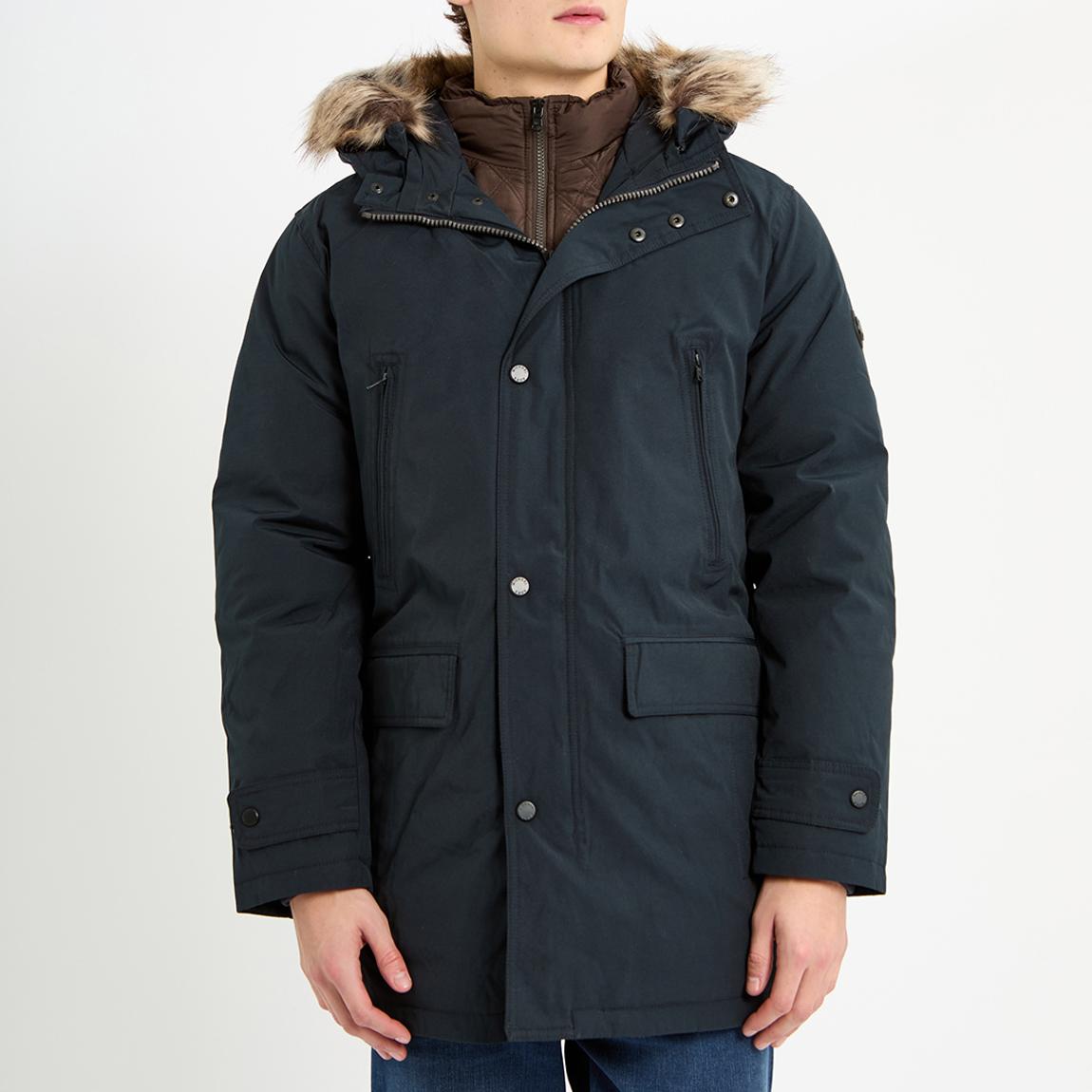 Navy Faux Fur Hooded Jacket main product photo