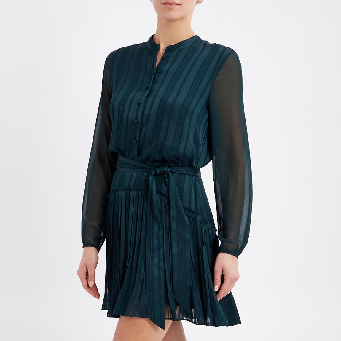 Dark Green Georgie Pleated Mini Dress main product photo