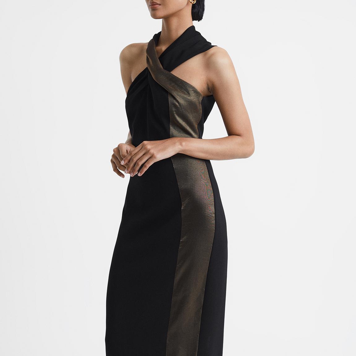 Black Carla Metallic Panel Fitted Dress main product photo