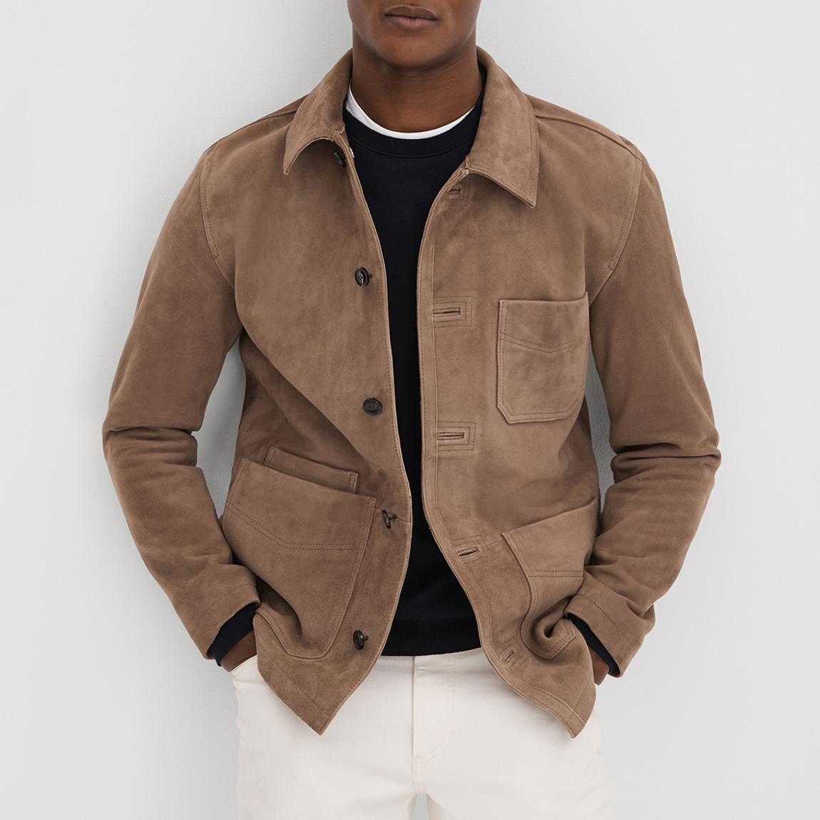 Mocha Roma Suede Button Through Jacket main product photo