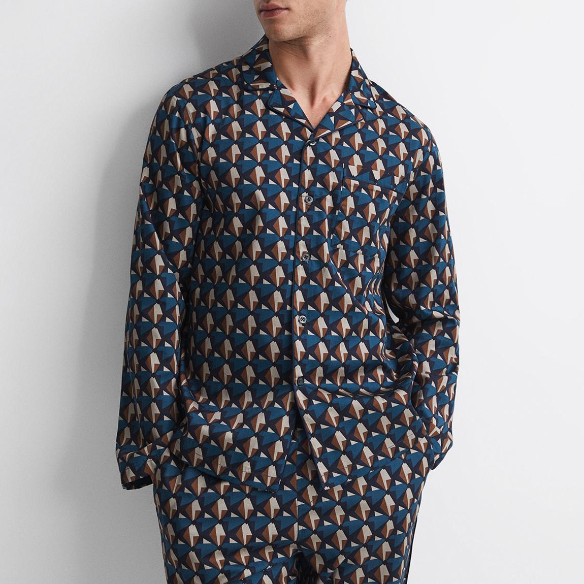 Blue Thurlow Printed Cotton Pyjama Shirt main product photo