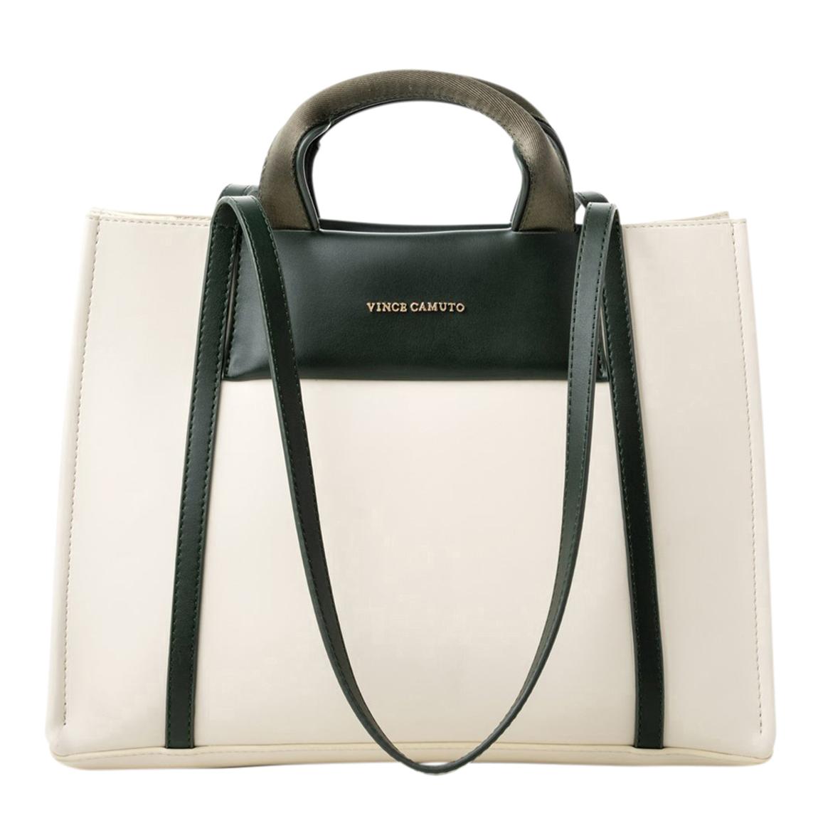 Cream & Dark Green Umbria Tote Bag main product photo