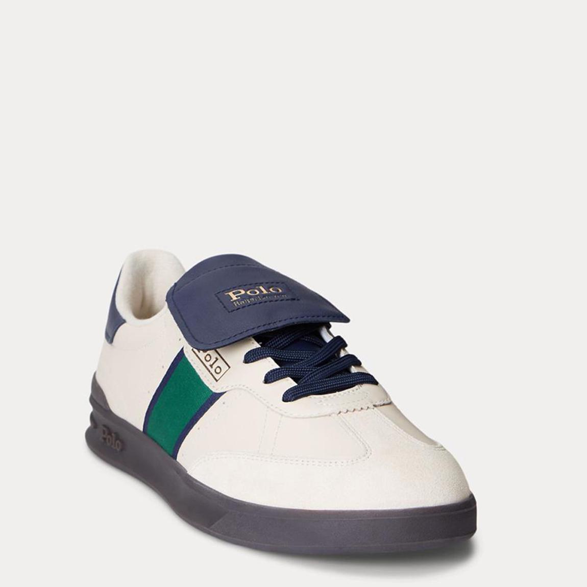 Ecru/Navy Heritage Leather Trainers main product photo
