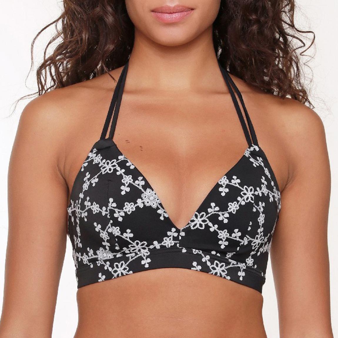 Black/off white Padded triangle Bikini top main product photo