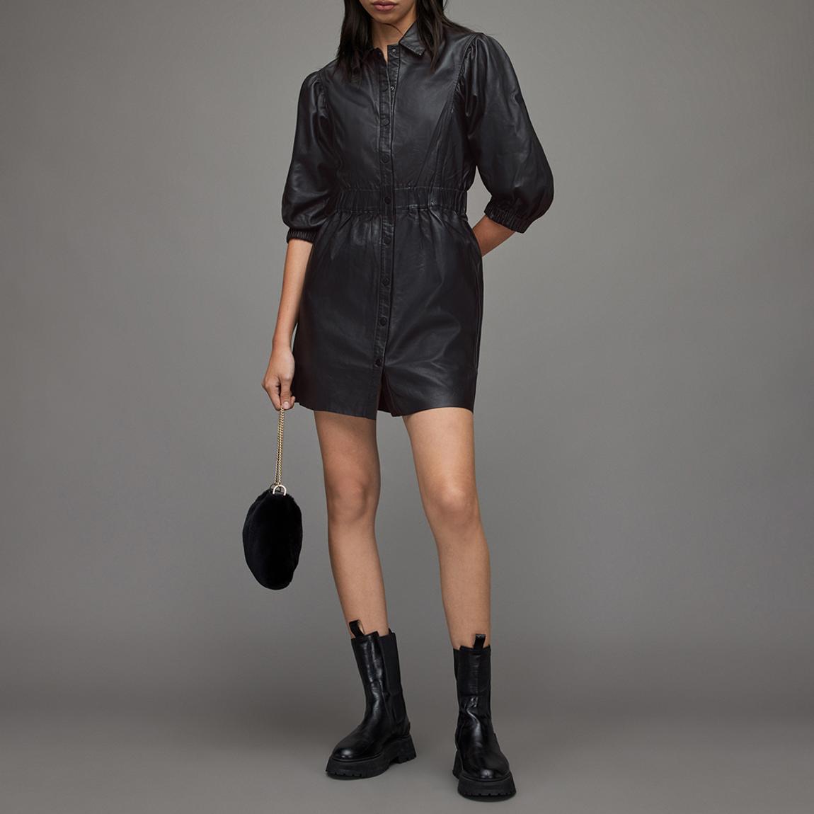 Black Osa Short Leather Dress main product photo