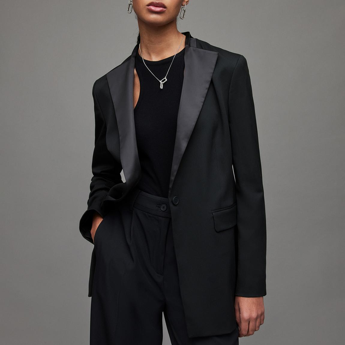 Black Sofia Satin Blazer main product photo