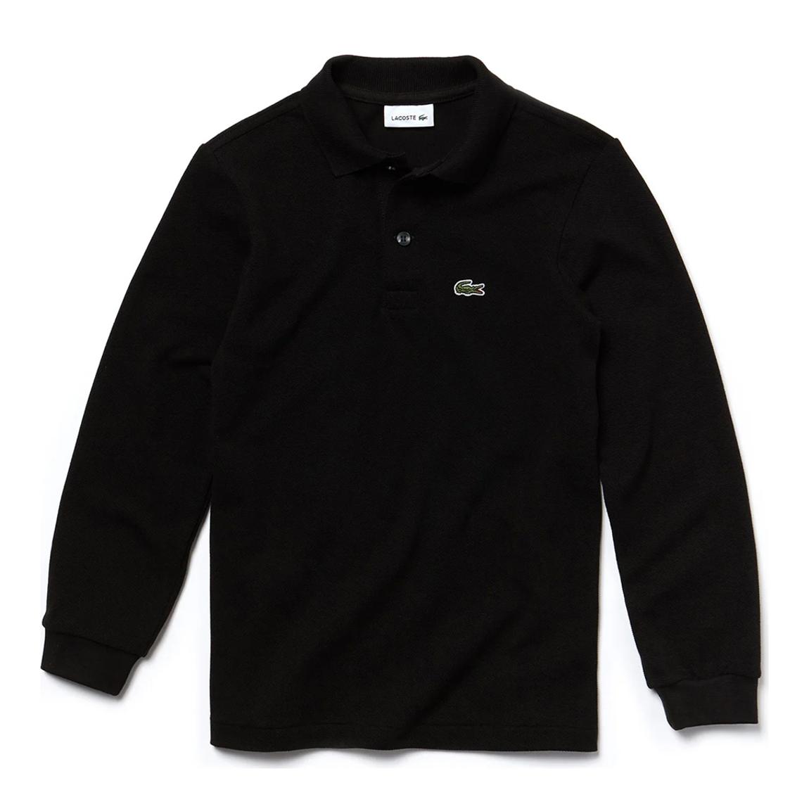 Kid Boy's Black Long Sleeve Cotton Blend Polo Shirt main product photo