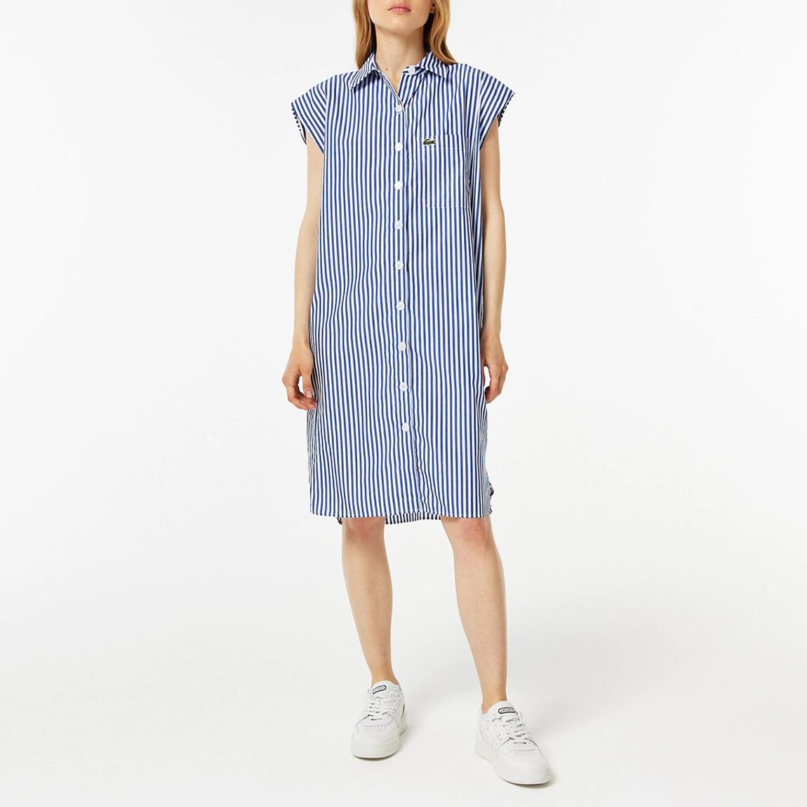 Lacoste Blue/White Stripe Cotton Mini Dress - BrandAlley
