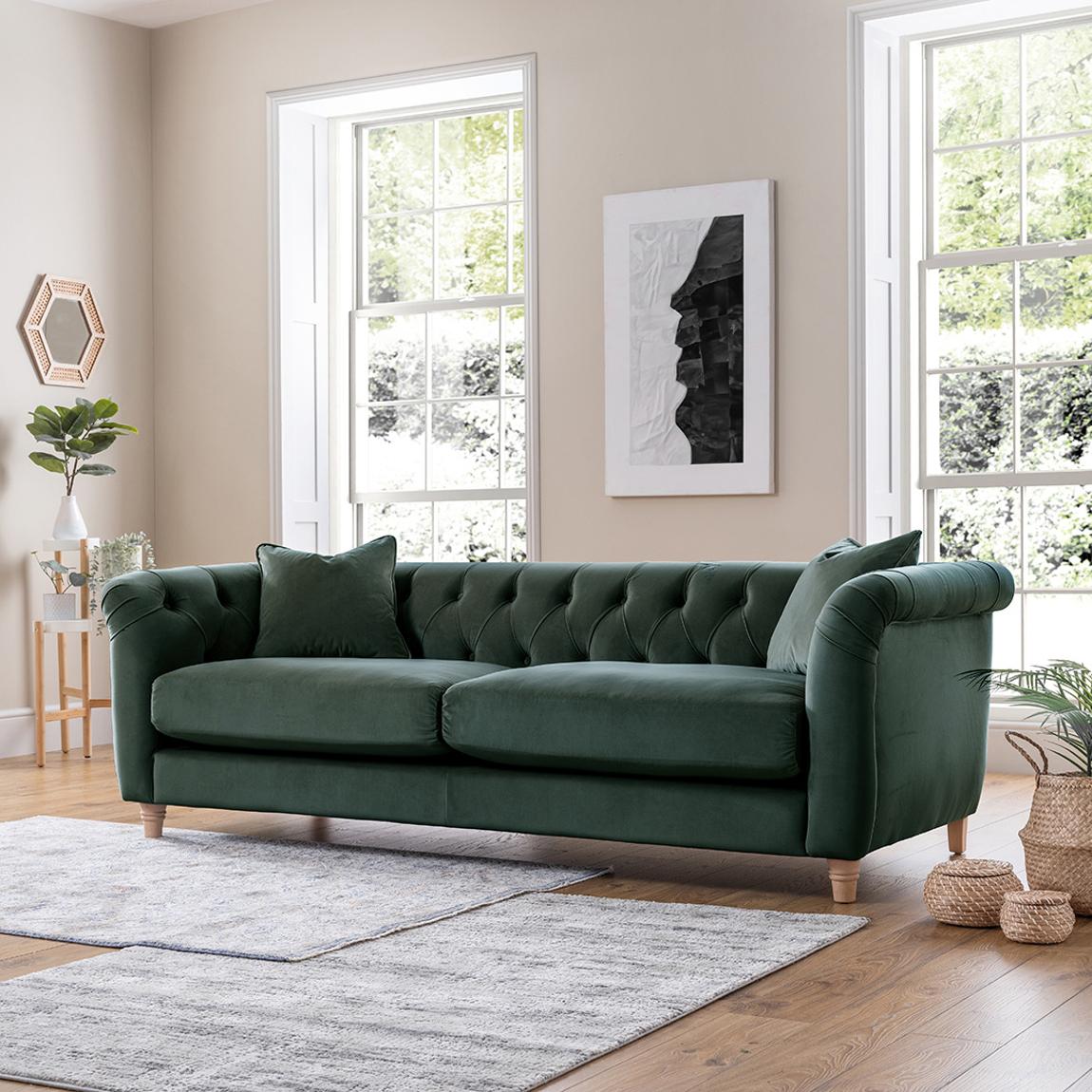 SAVE £1340 - The Soho Large Sofa Velvet Seaweed Green main product photo