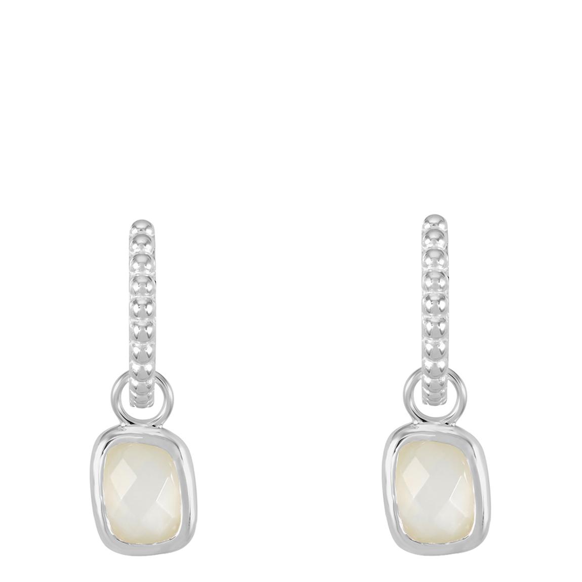 Silver Moonstone Dotty Huggie Hoops main product photo