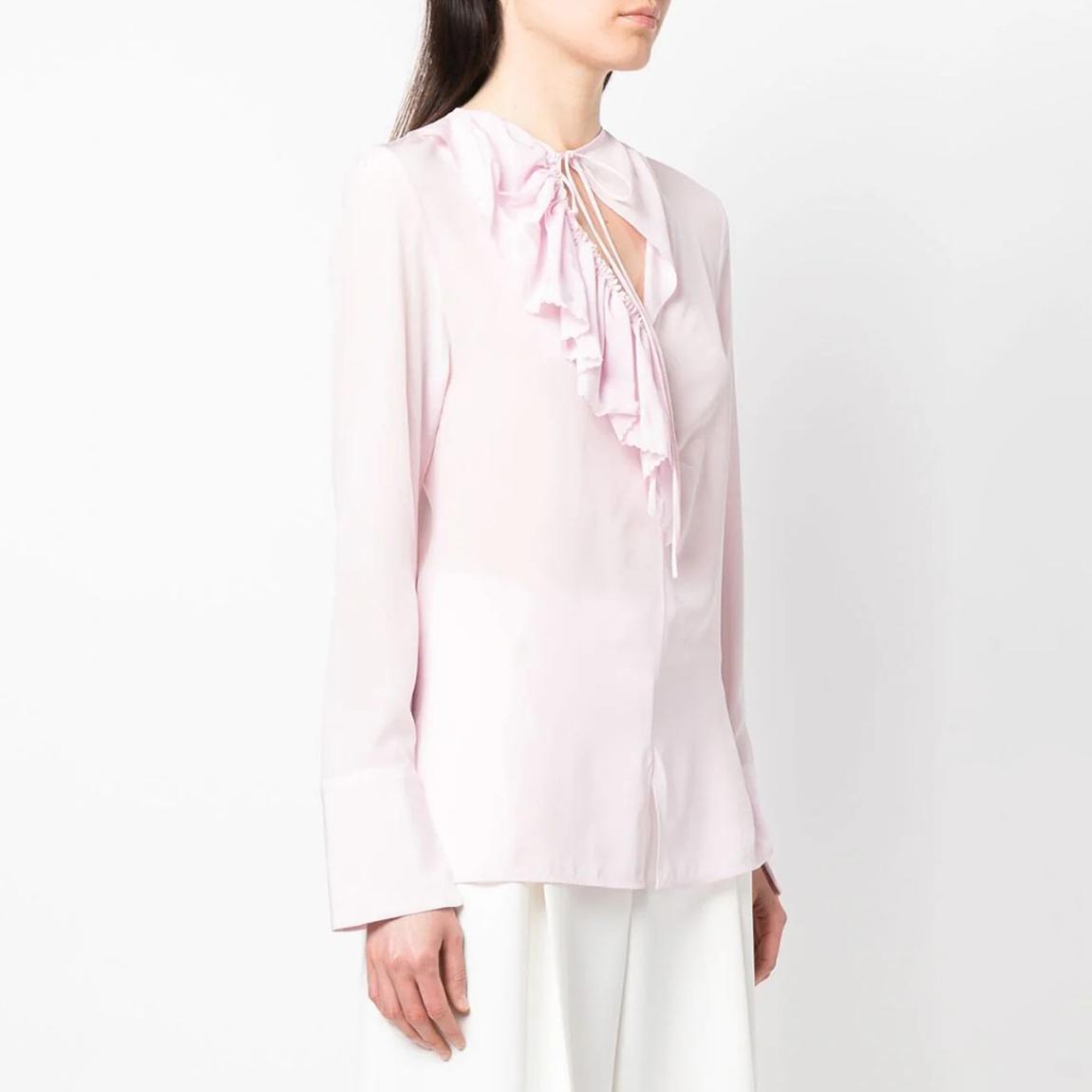 Pale Pink Frill Silk Blouse main product photo