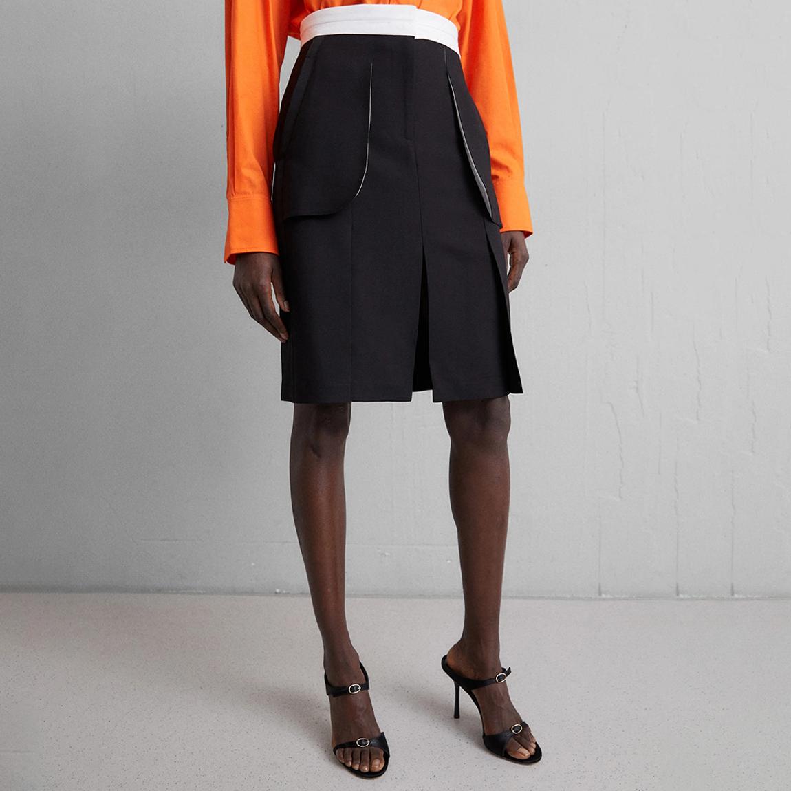 Black Wool Blend Midi Skirt main product photo