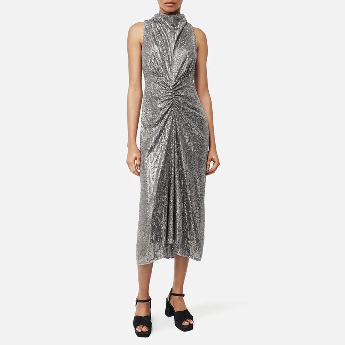 jigsaw silver dress Jigsaw Silver Sequin Gathered Maxi Dress