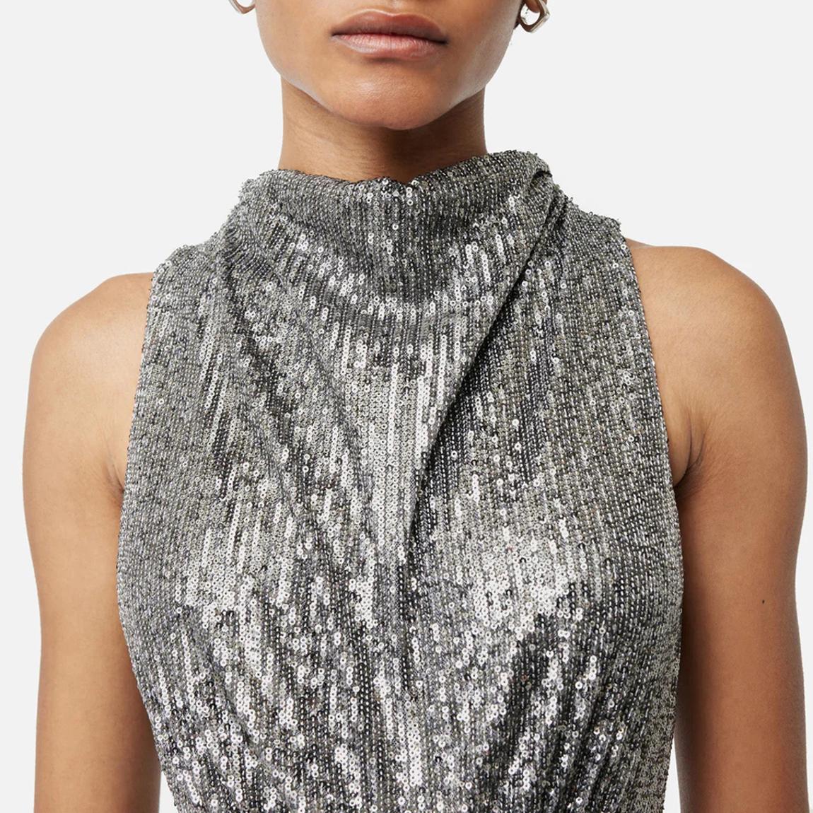 jigsaw silver dress Jigsaw Silver Sequin Gathered Maxi Dress