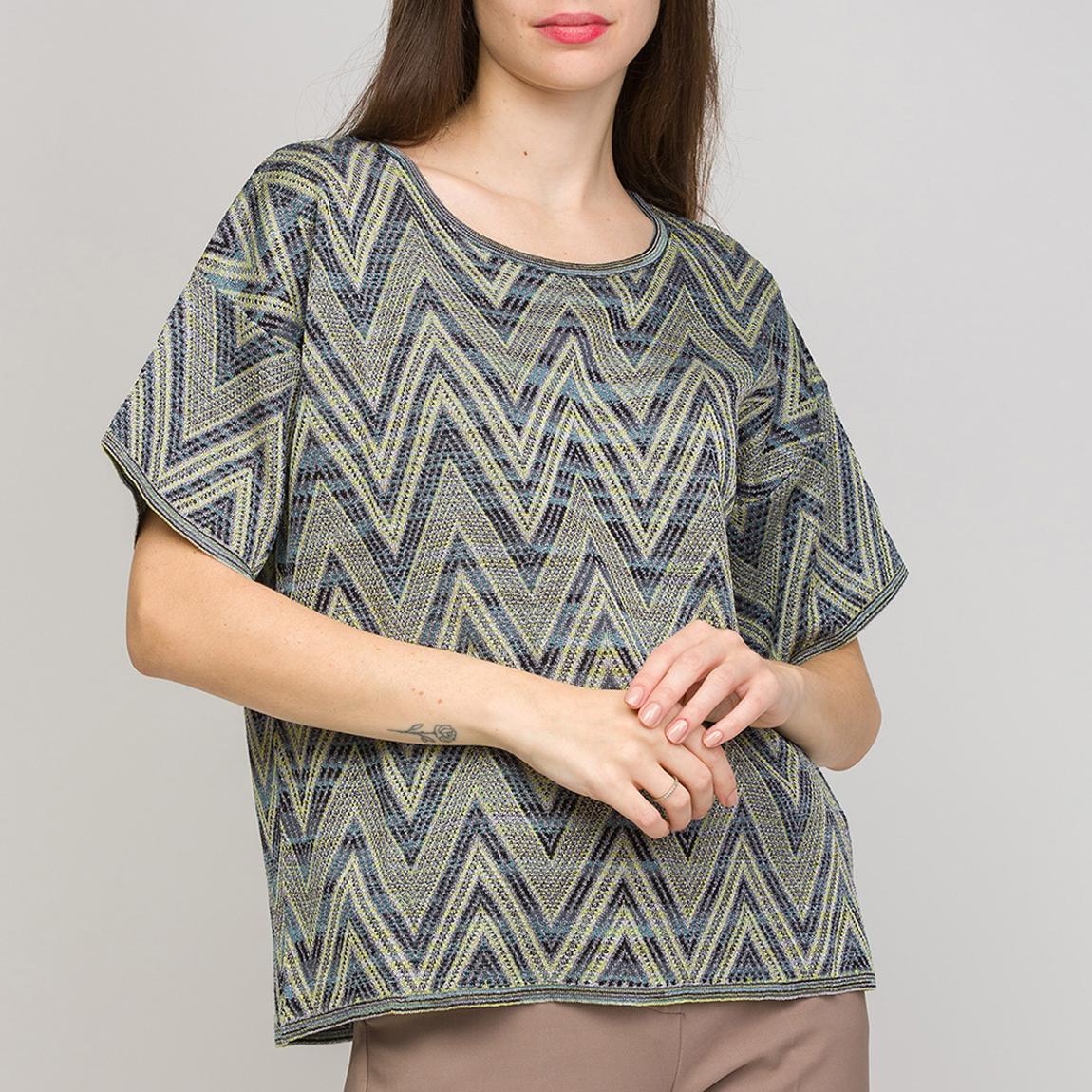 Navy Patterned Wool Blend T-Shirt main product photo