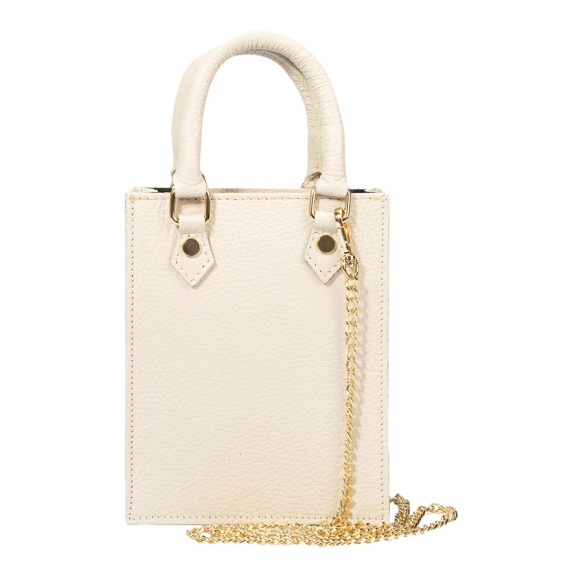 Beige Leather Top Handle Bag main product photo