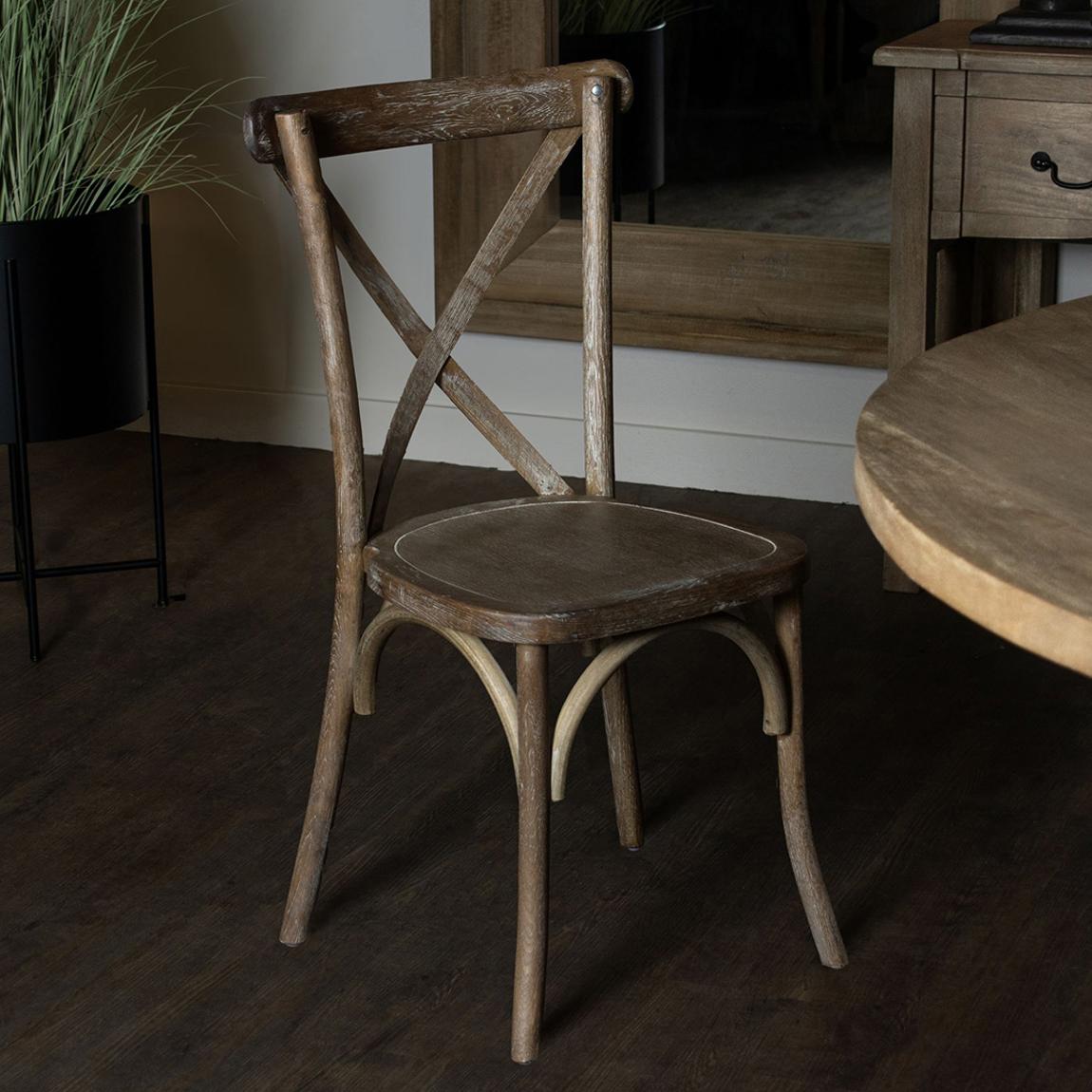 Light Oak Cross Back Dining Chair, Brown main product photo