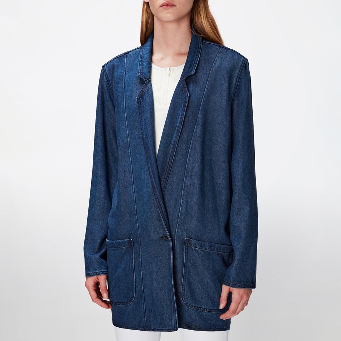 Dark Blue Unstructured Denim Blazer main product photo