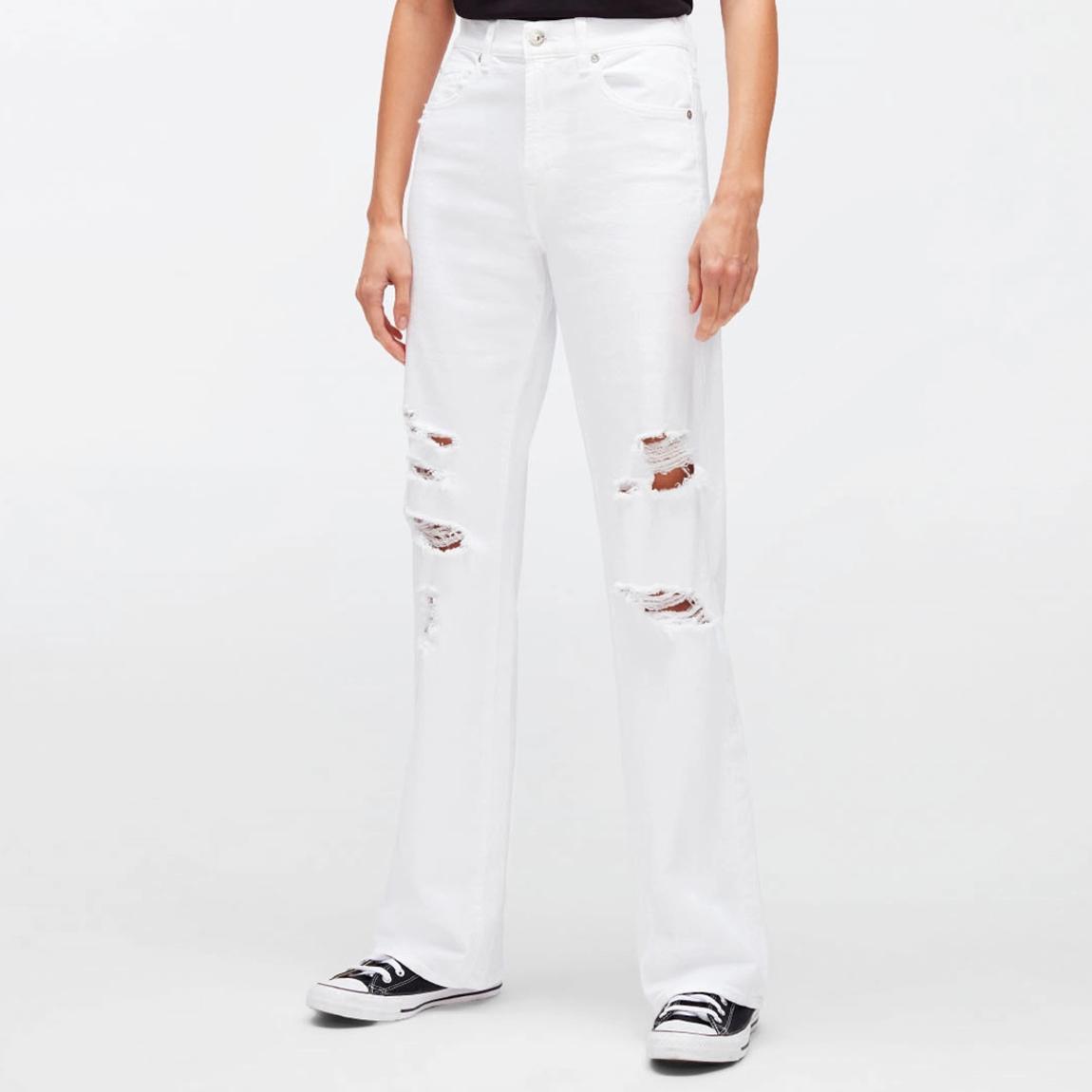 White Tess Distressed Stretch Jeans main product photo