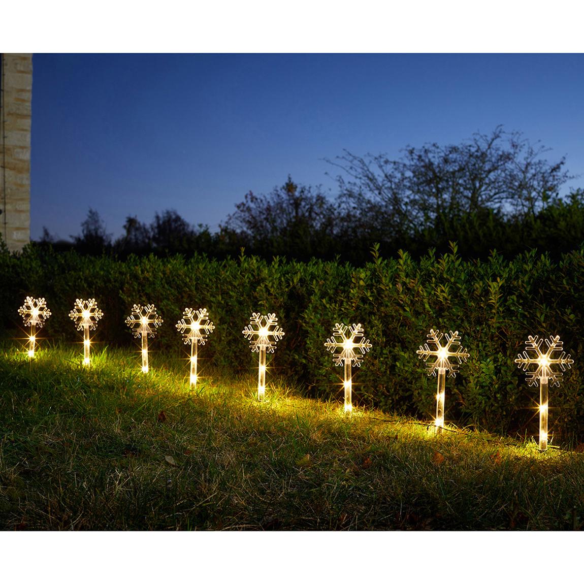 Set Of 8 Snow Decor Solar Stake Lights, Warm White main product photo