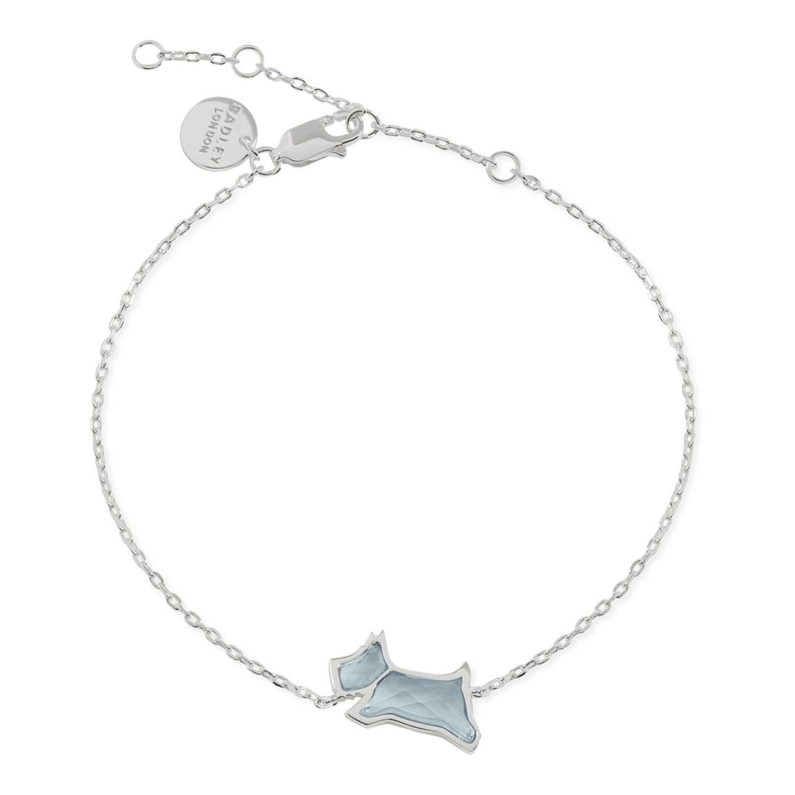 Sterling Silver Pale Blue Stone Jumping Dog Bracelet. main product photo