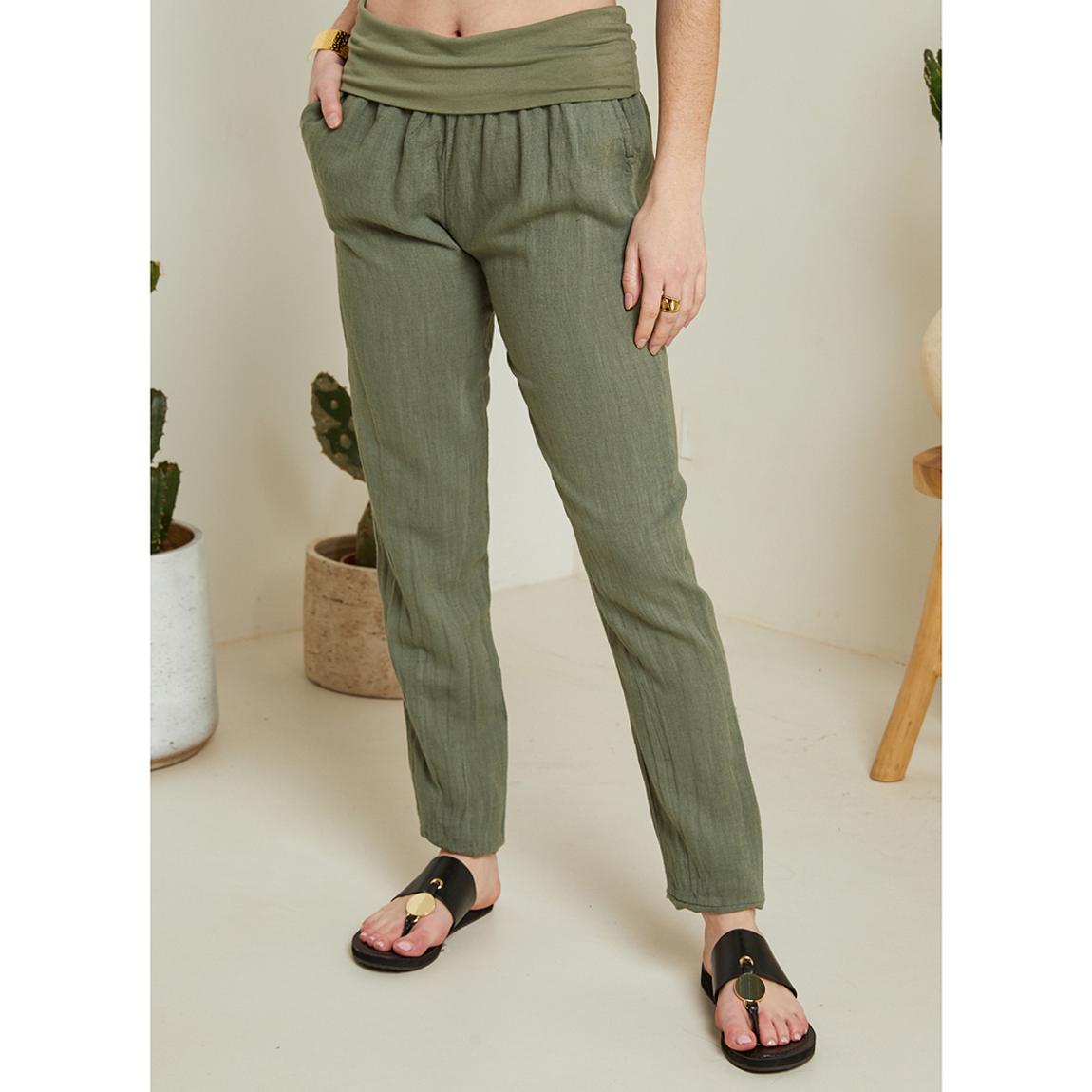 Khaki Straight Leg Linen Trouser main product photo