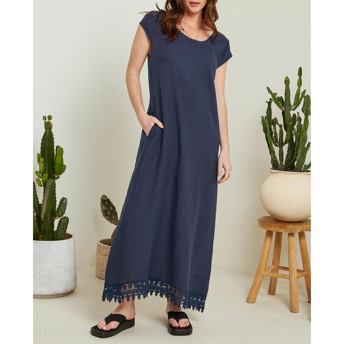 Navy Linen Maxi Dress main product photo