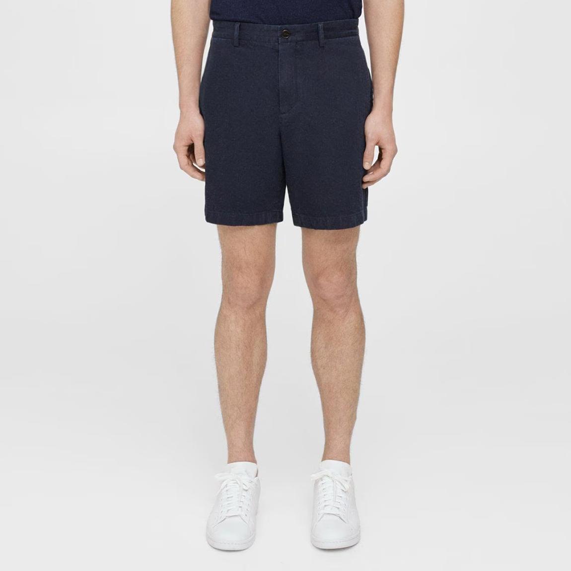 Navy Zaine Cotton Linen Blend Shorts main product photo