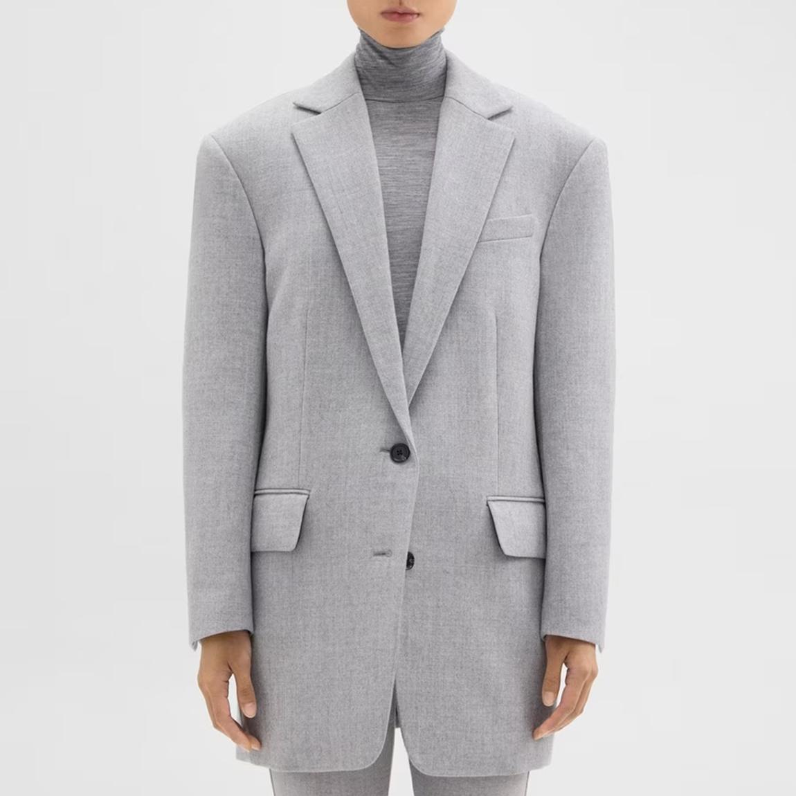 Grey Boxy Oversized Wool Jacket main product photo