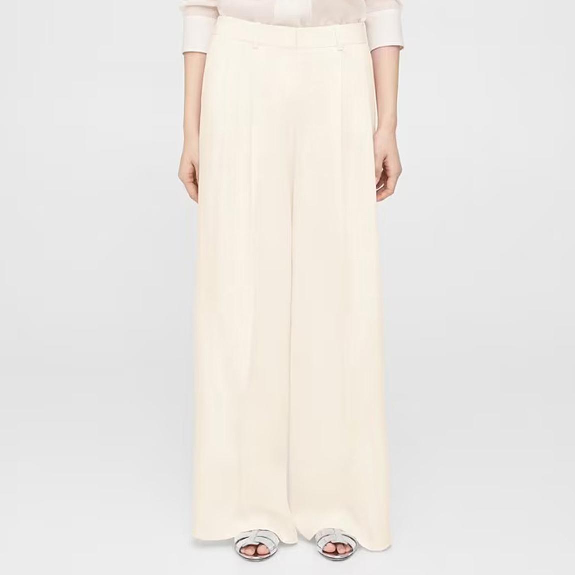 Cream Low Rise Pleated Linen Trousers main product photo