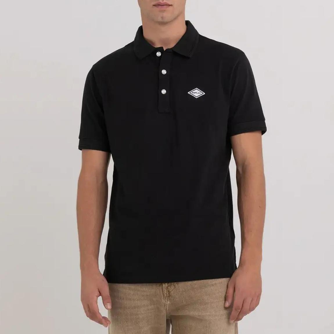 Black Cotton Pique Polo Shirt main product photo