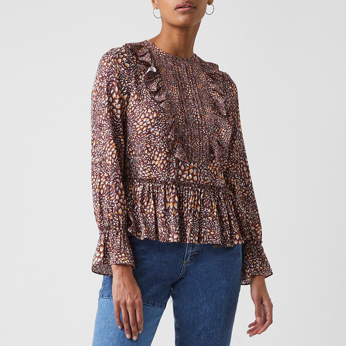 Brown Faith Ruffle Top main product photo