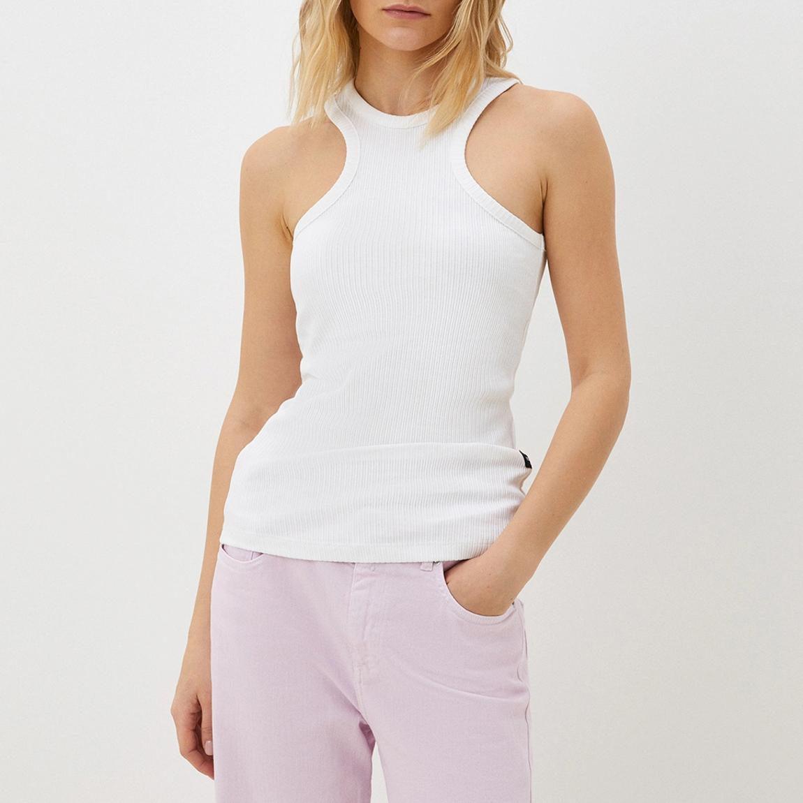 White Slim Fit Ribbed Tank Top main product photo